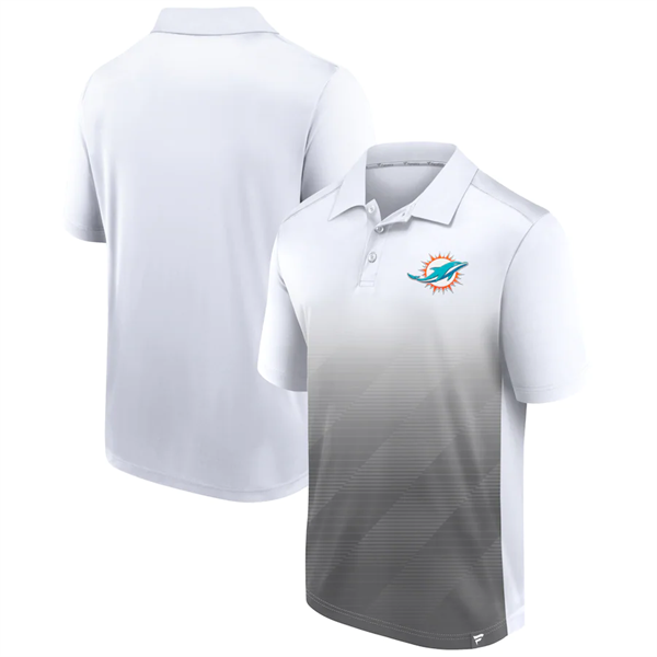 Men's White/Grey Miami Dolphins Iconic Parameter Sublimated Polo